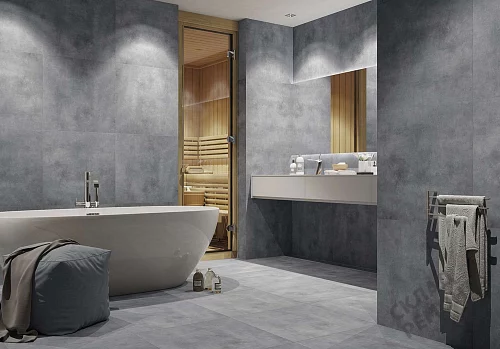 Фото Керамогранит матовый Steppe Ceramics Concrete Antracite серый 600*600*9 – купить в Ачинске: цена, описание, фото. Интернет-магазин 3